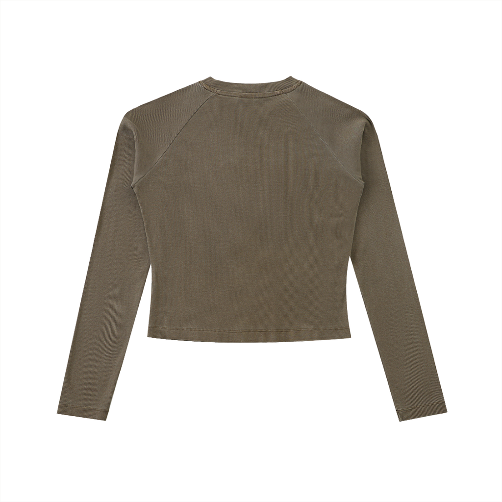 Original ViK Designs Dyed Washed Raglan Long Sleeve Slim T-Shirt