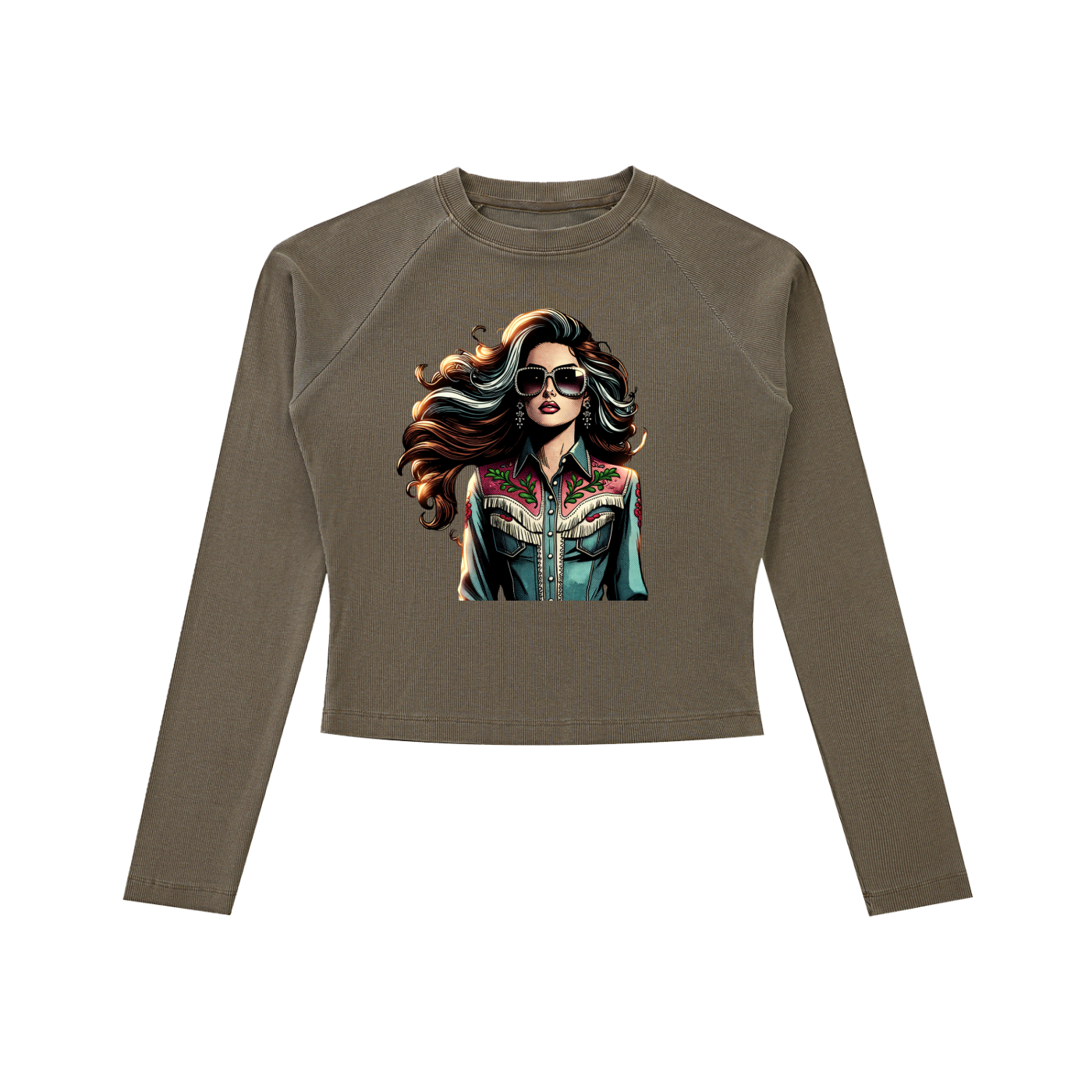 Original ViK Designs Dyed Washed Raglan Long Sleeve Slim T-Shirt