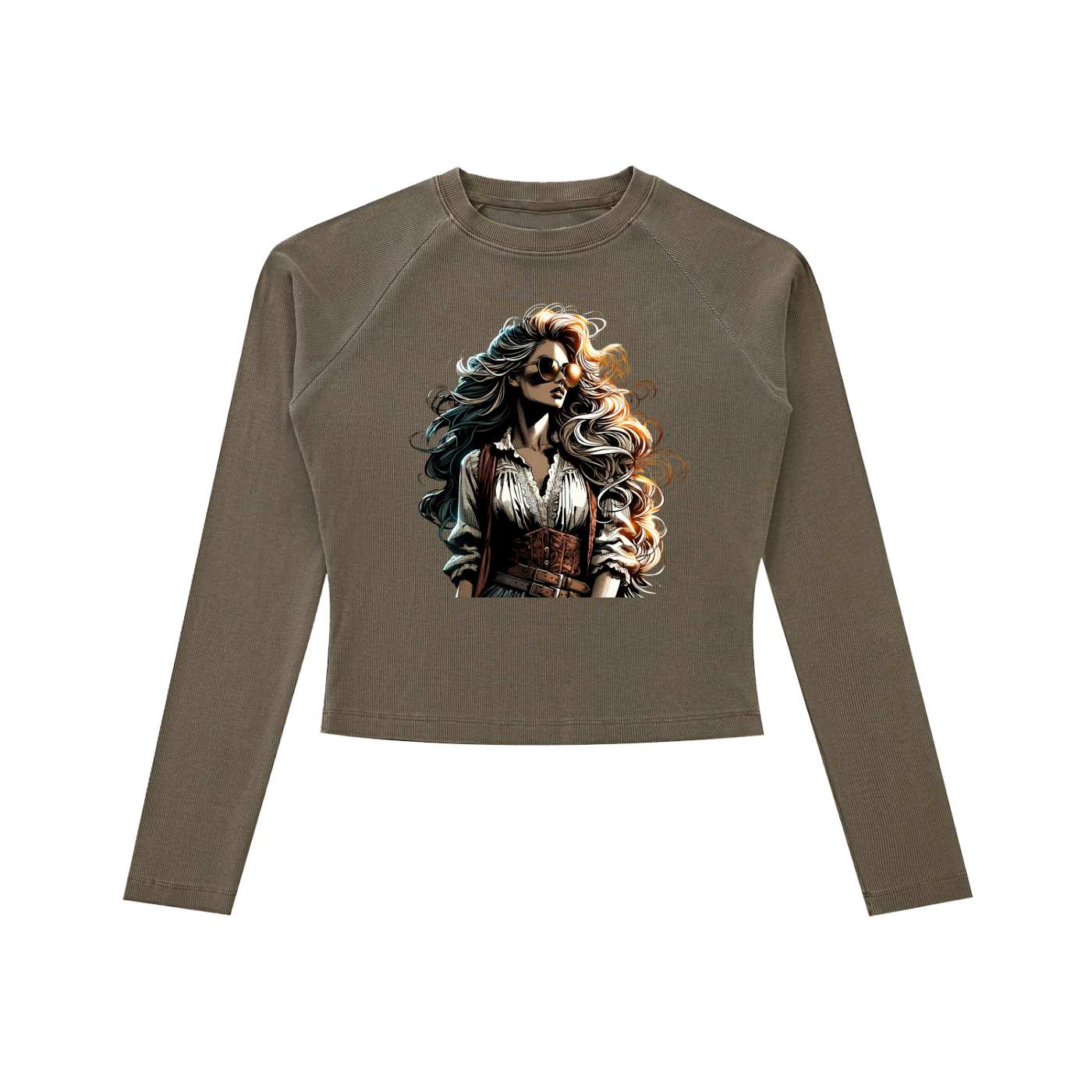 Original ViK Designs Dyed Washed Raglan Long Sleeve Slim T-Shirt