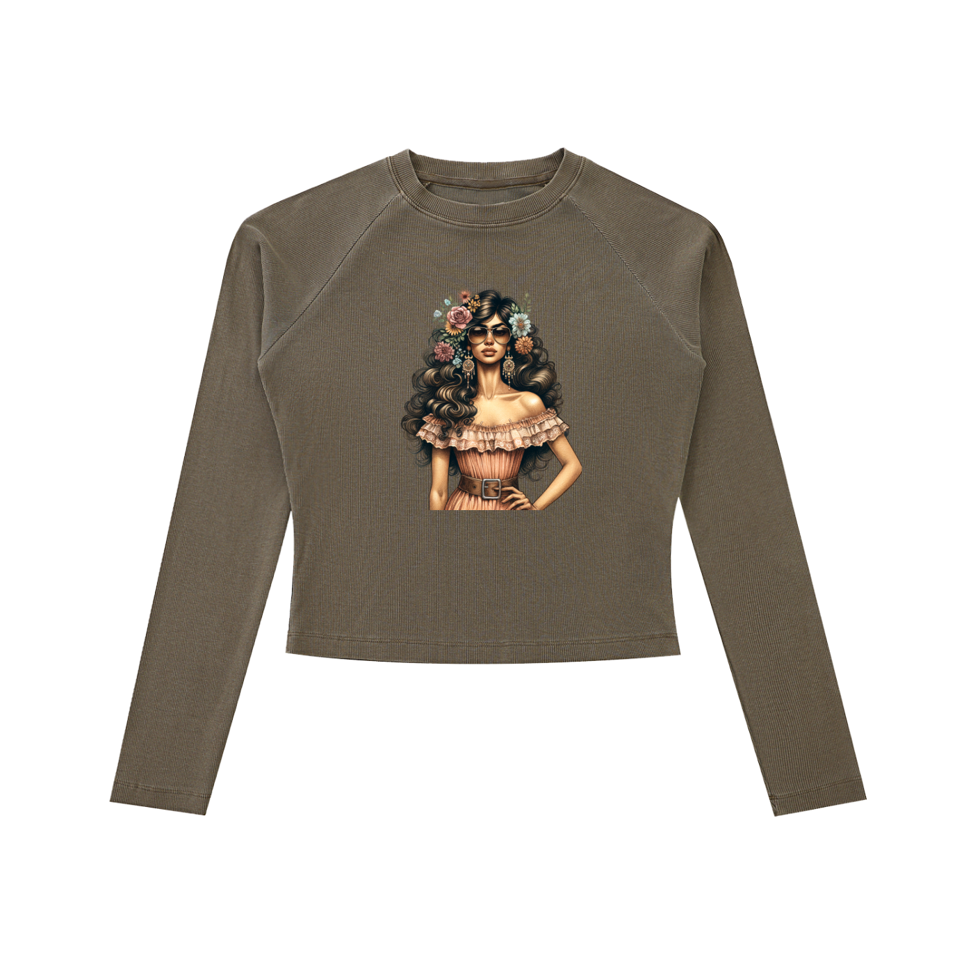 Original ViK Designs Dyed Washed Raglan Long Sleeve Slim T-Shirt