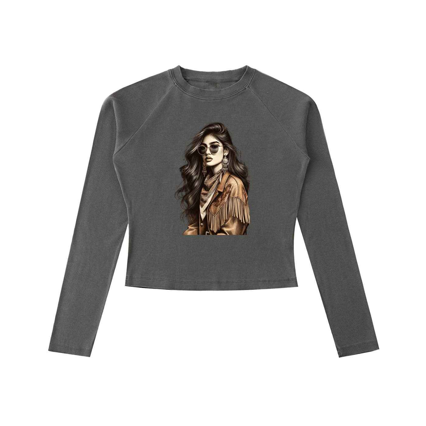 Original ViK Designs Dyed Washed Raglan Long Sleeve Slim T-Shirt