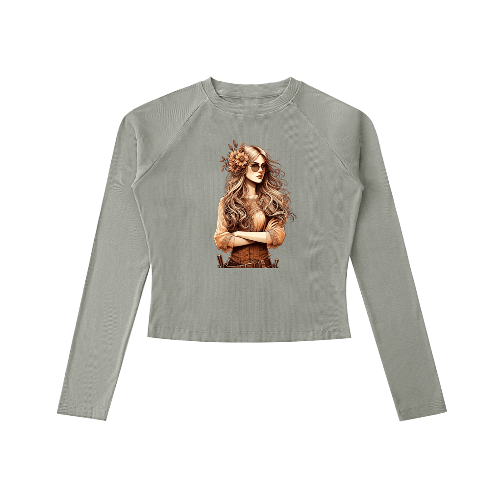 Original ViK Designs Dyed Washed Raglan Long Sleeve Slim T-Shirt