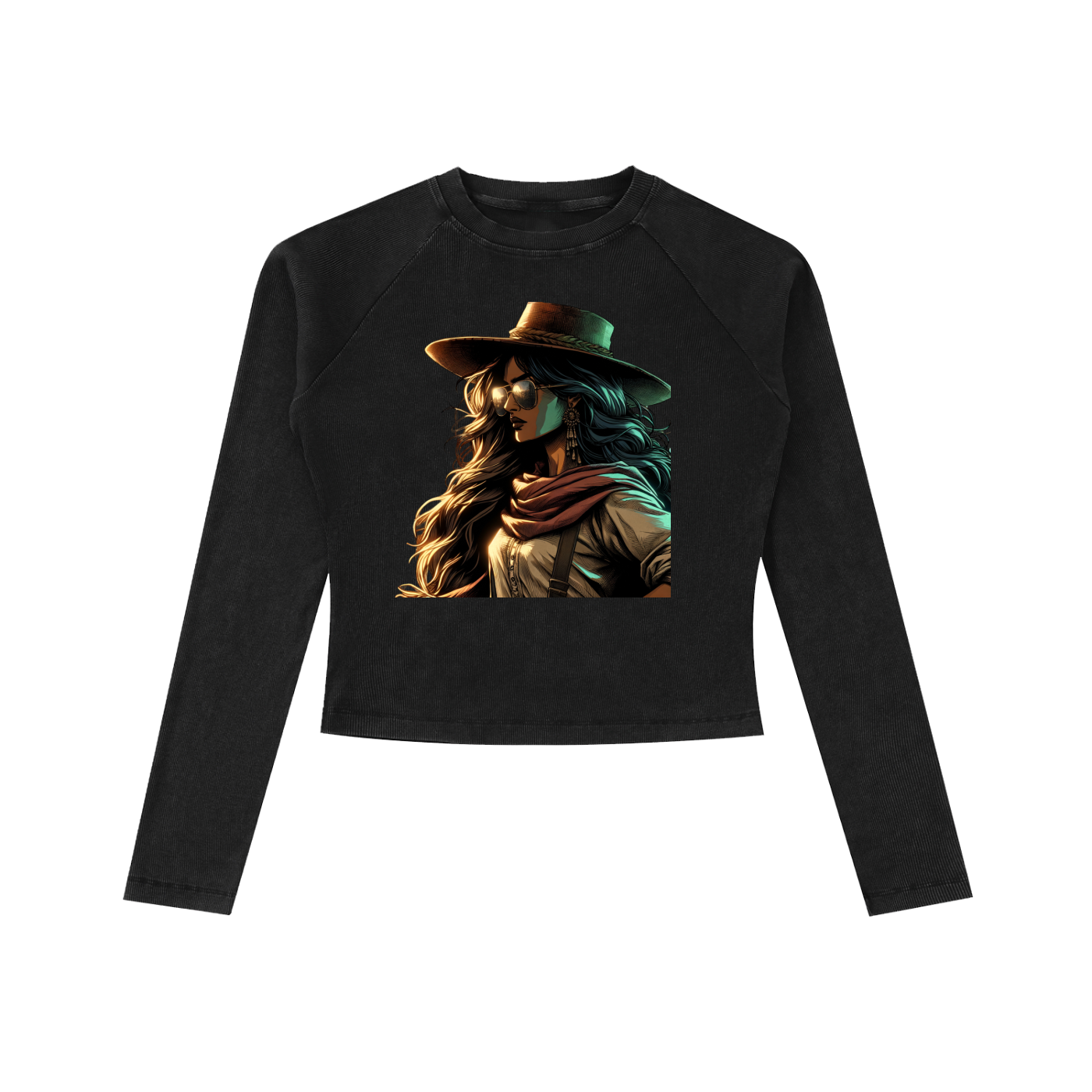 Original ViK Designs Dyed Washed Raglan Long Sleeve Slim T-Shirt