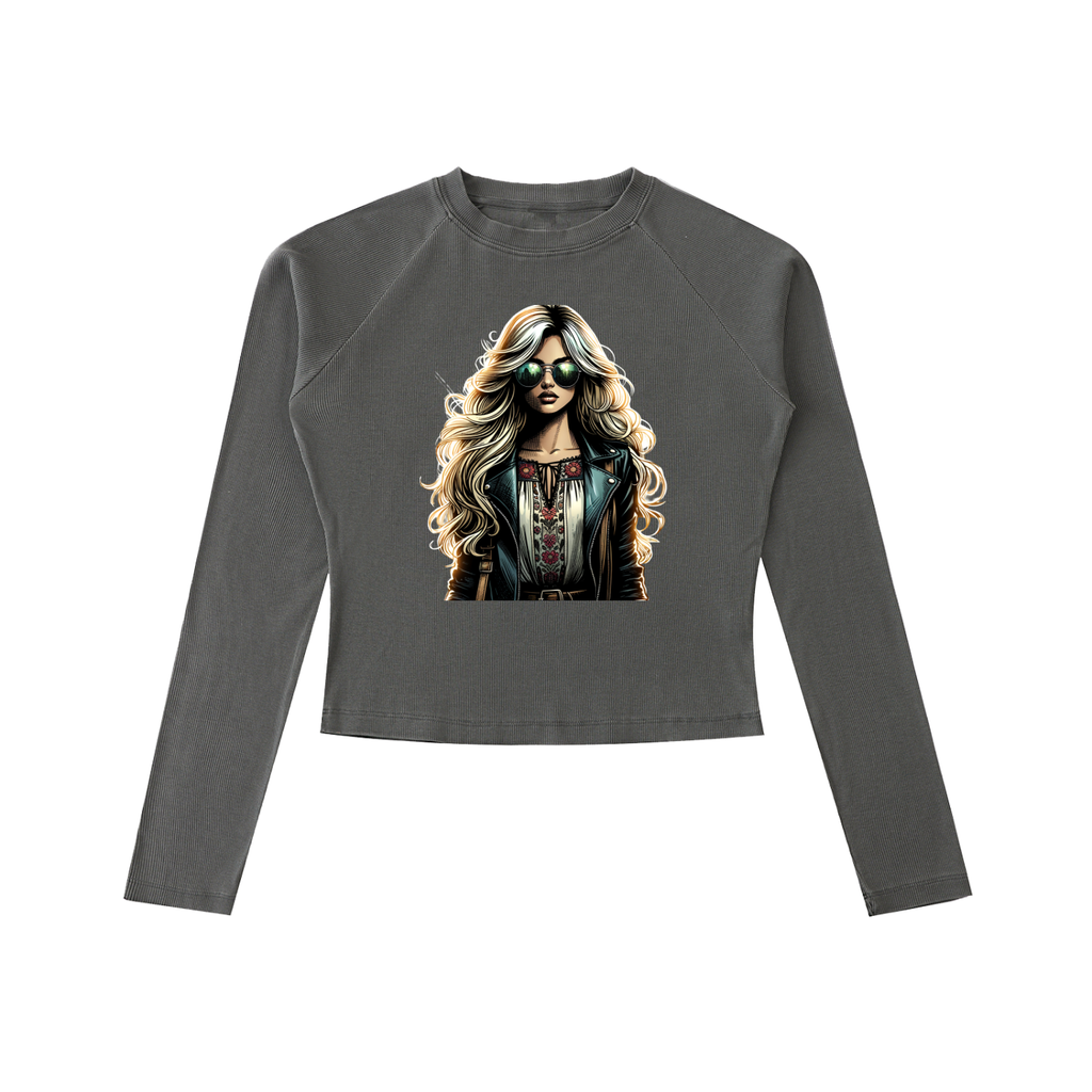 Original ViK Designs Dyed Washed Raglan Long Sleeve Slim T-Shirt