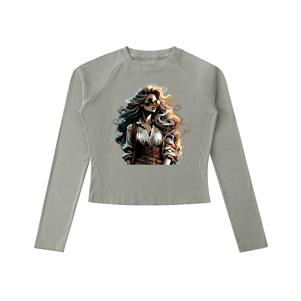 Original ViK Designs Dyed Washed Raglan Long Sleeve Slim T-Shirt