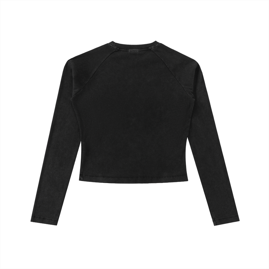 Original ViK Designs Dyed Washed Raglan Long Sleeve Slim T-Shirt