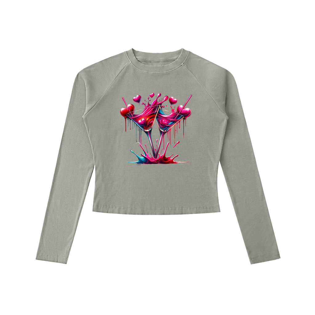 Original ViK Designs Dyed Washed Raglan Long Sleeve Slim T-Shirt