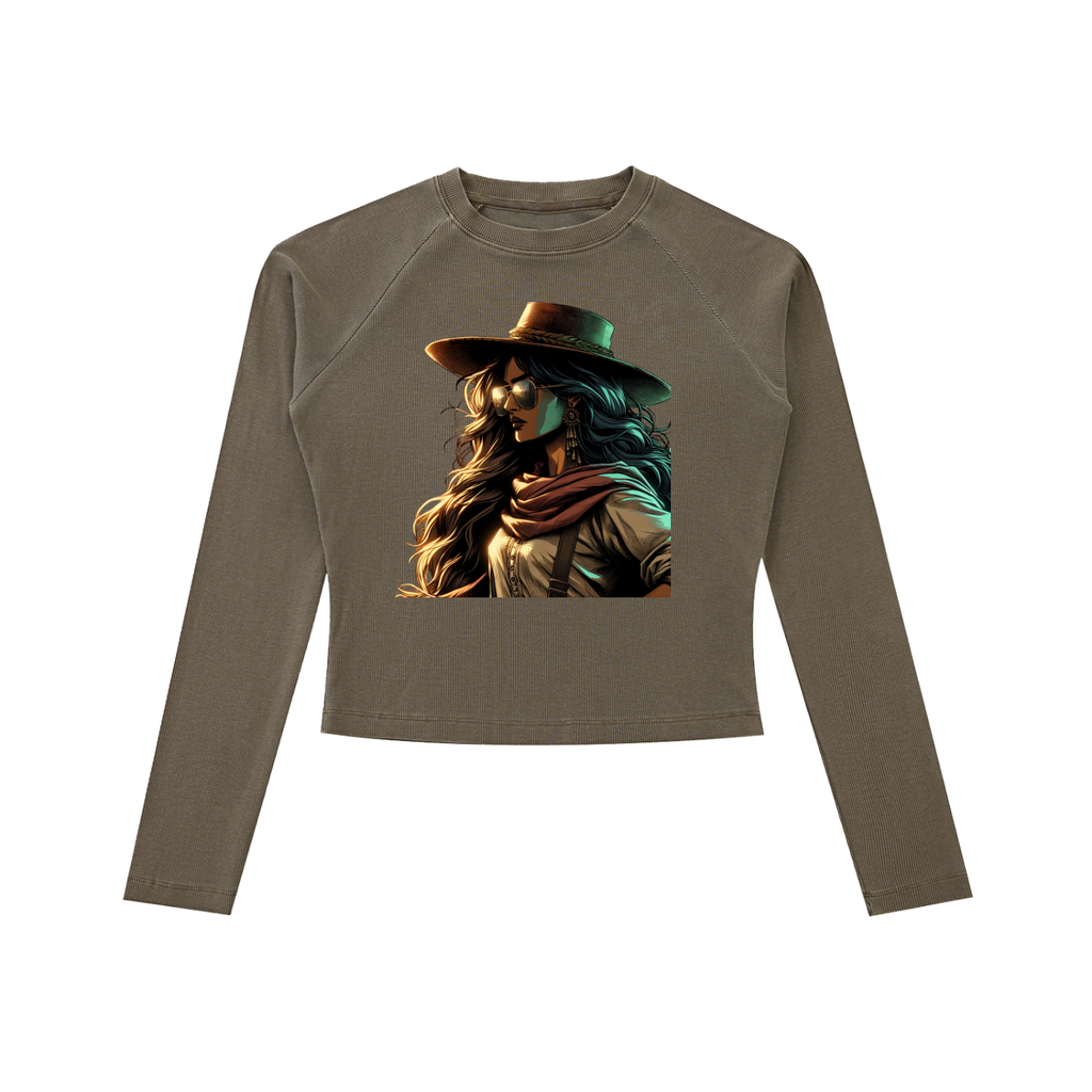 Original ViK Designs Dyed Washed Raglan Long Sleeve Slim T-Shirt