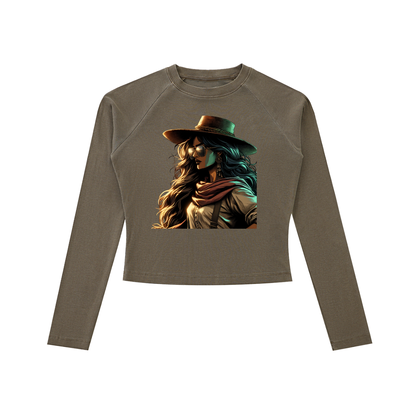 Original ViK Designs Dyed Washed Raglan Long Sleeve Slim T-Shirt