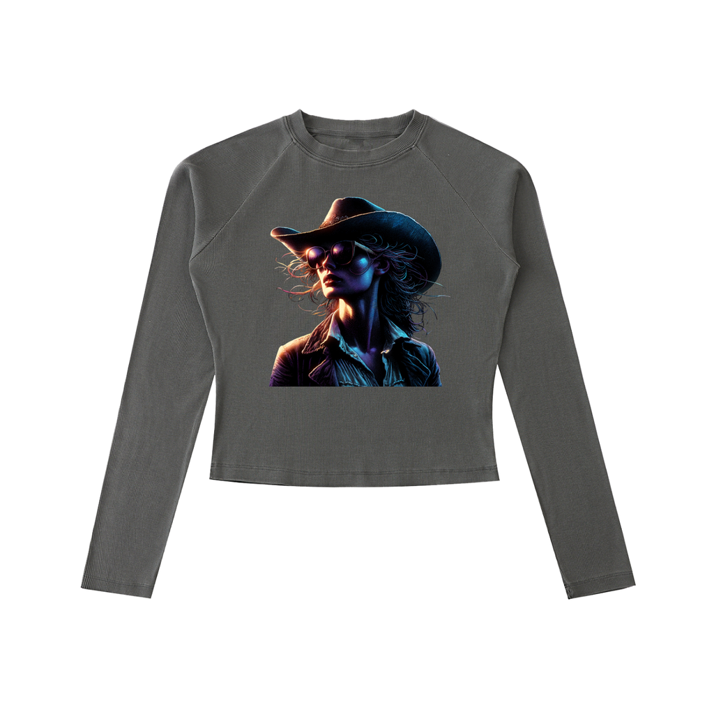 Original ViK Designs Dyed Washed Raglan Long Sleeve Slim T-Shirt