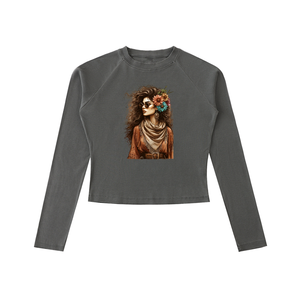 Original ViK Designs Dyed Washed Raglan Long Sleeve Slim T-Shirt