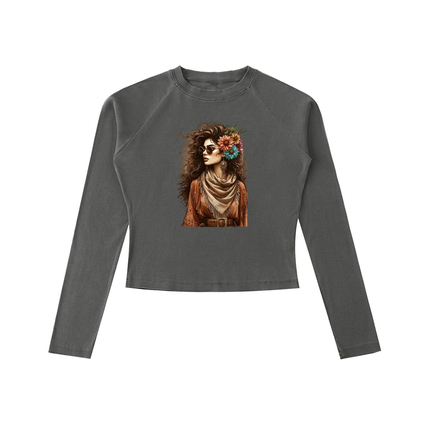 Original ViK Designs Dyed Washed Raglan Long Sleeve Slim T-Shirt