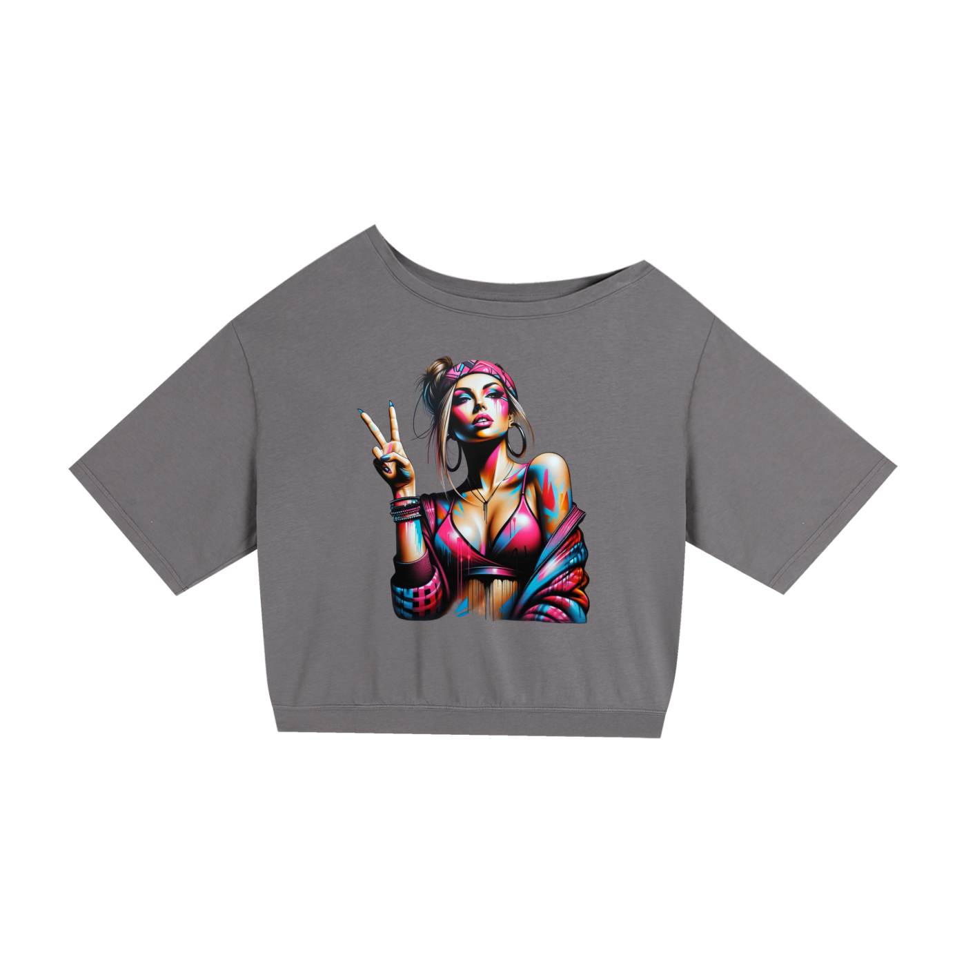 Original ViK Designs Asymmetric Shoulder Oversized Cotton T-Shirt