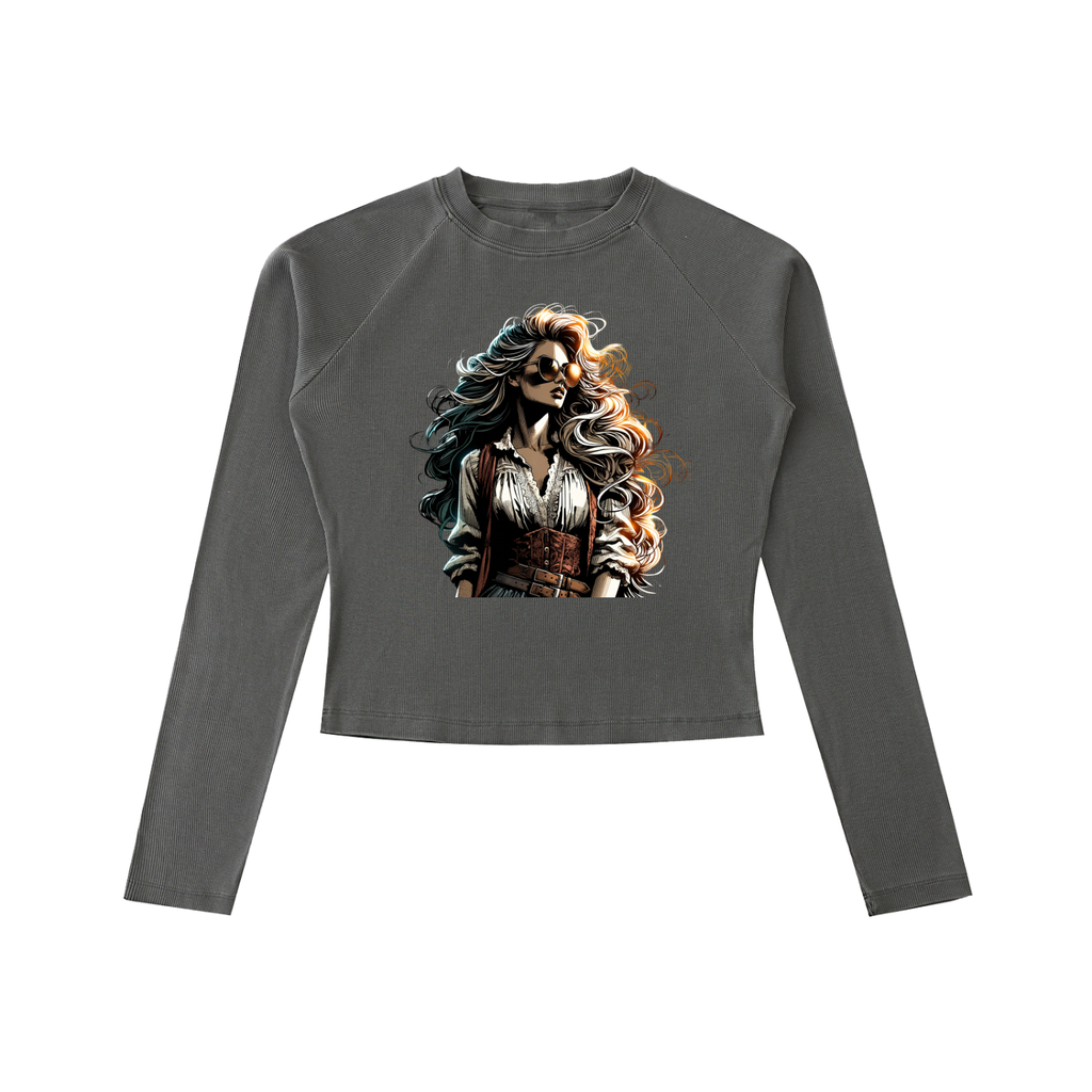 Original ViK Designs Dyed Washed Raglan Long Sleeve Slim T-Shirt