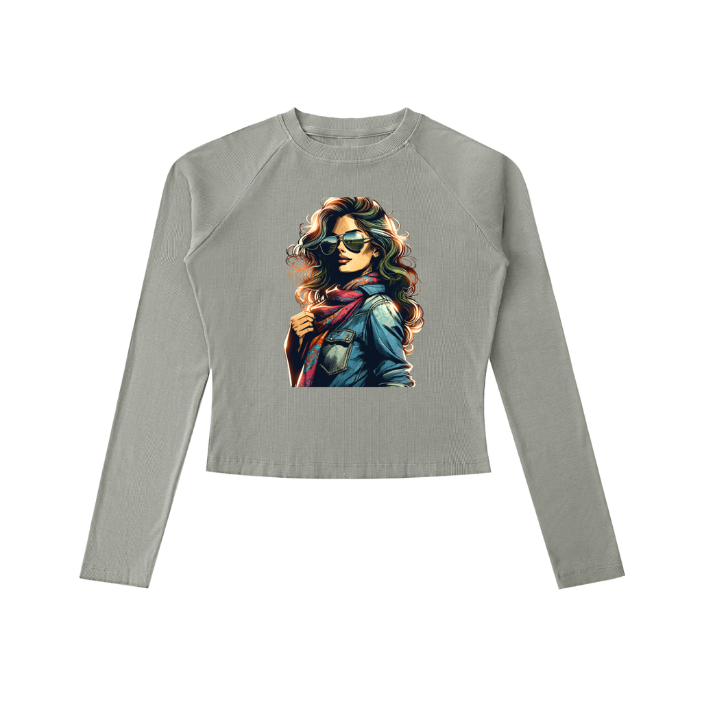 Original ViK Designs Dyed Washed Raglan Long Sleeve Slim T-Shirt