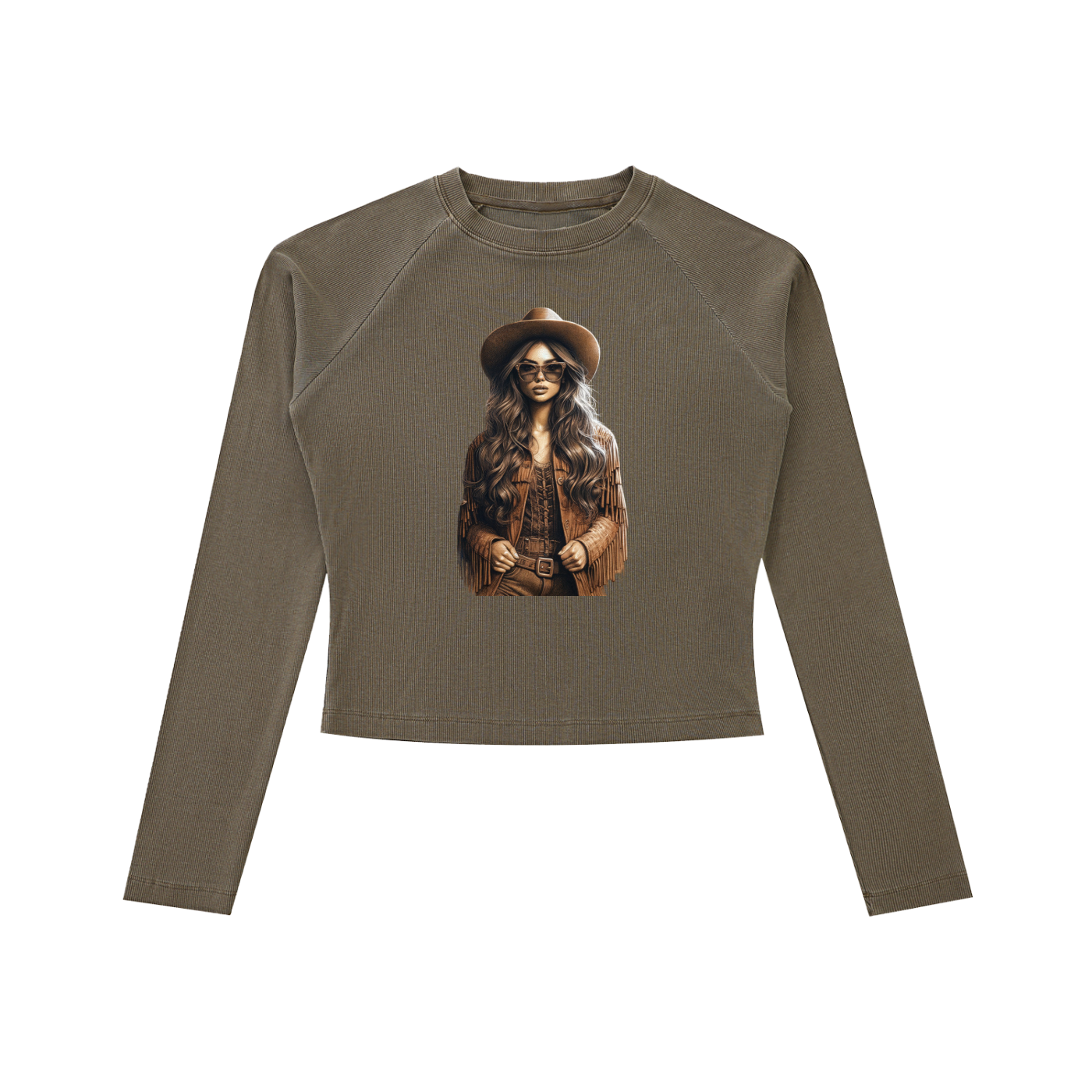 Original ViK Designs Dyed Washed Raglan Long Sleeve Slim T-Shirt