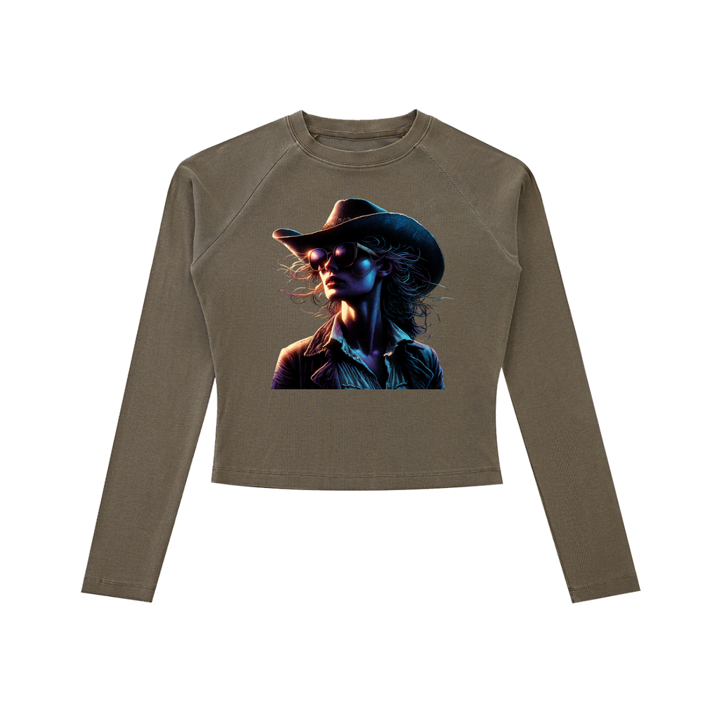 Original ViK Designs Dyed Washed Raglan Long Sleeve Slim T-Shirt