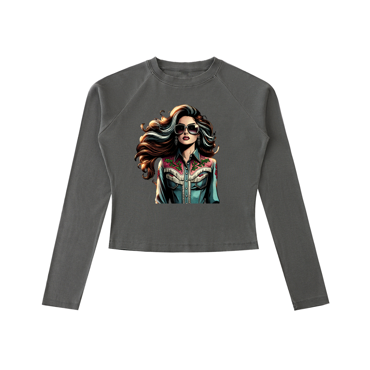 Original ViK Designs Dyed Washed Raglan Long Sleeve Slim T-Shirt