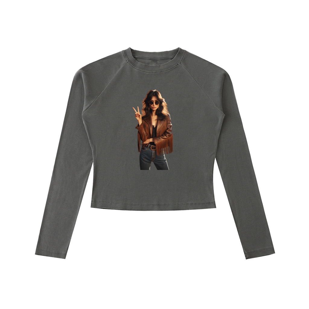 Original ViK Designs Dyed Washed Raglan Long Sleeve Slim T-Shirt