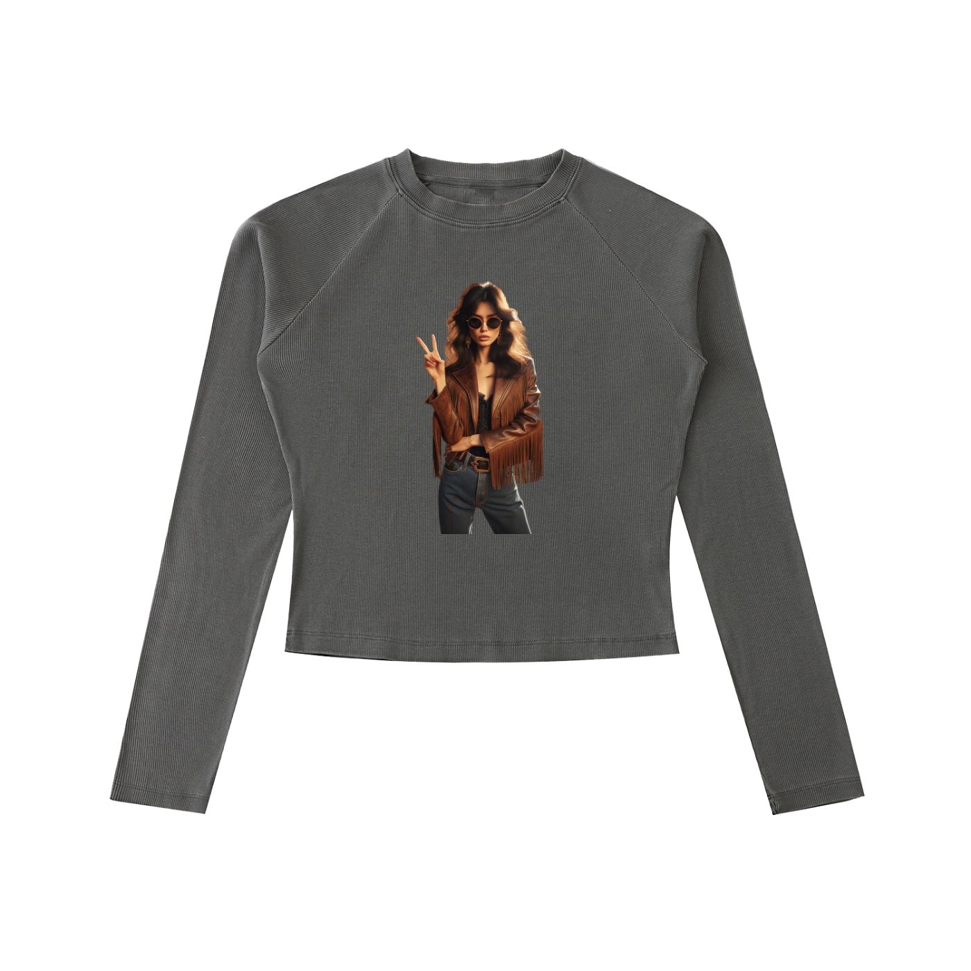 Original ViK Designs Dyed Washed Raglan Long Sleeve Slim T-Shirt