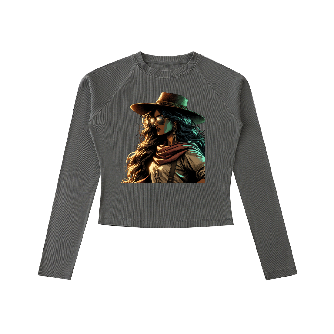 Original ViK Designs Dyed Washed Raglan Long Sleeve Slim T-Shirt