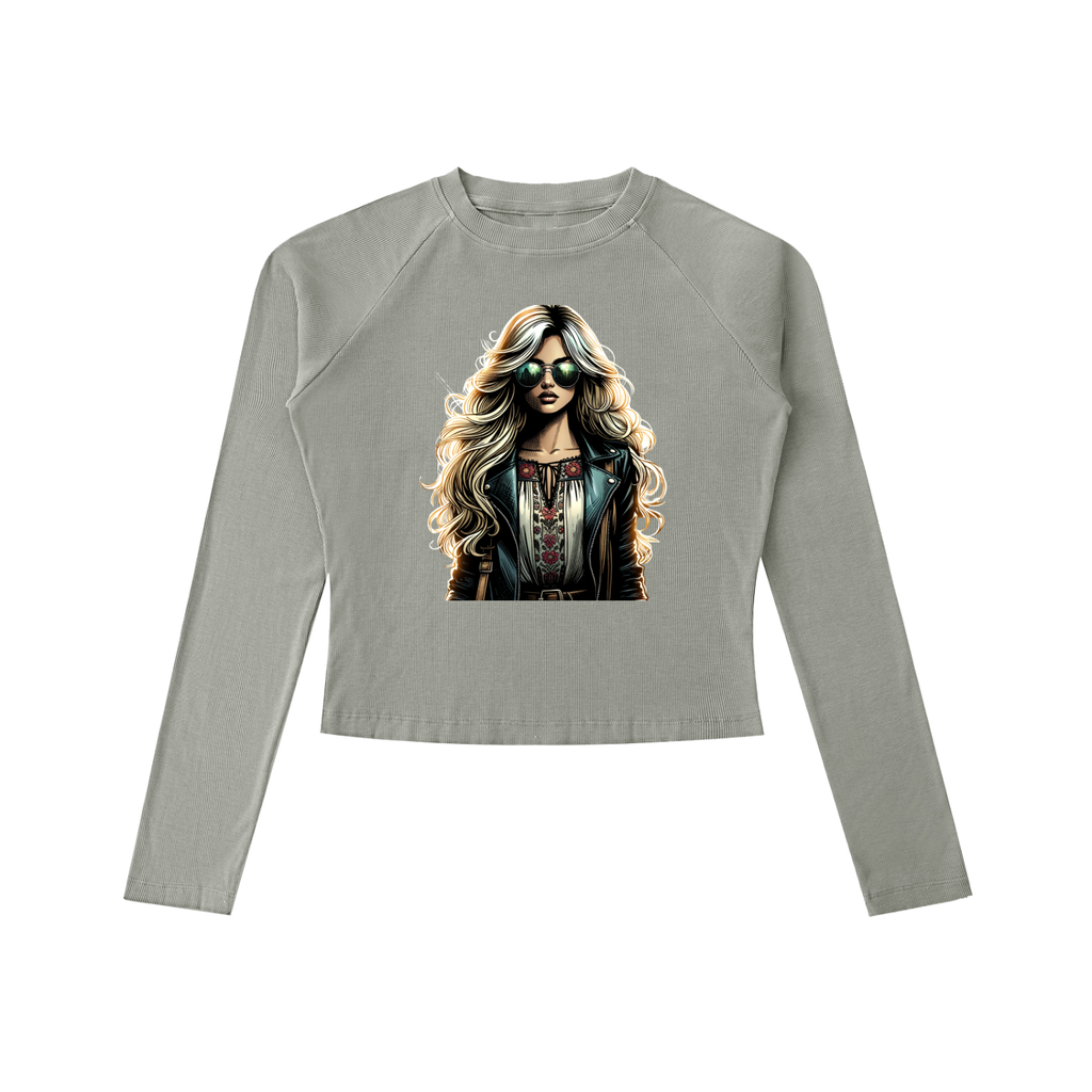 Original ViK Designs Dyed Washed Raglan Long Sleeve Slim T-Shirt