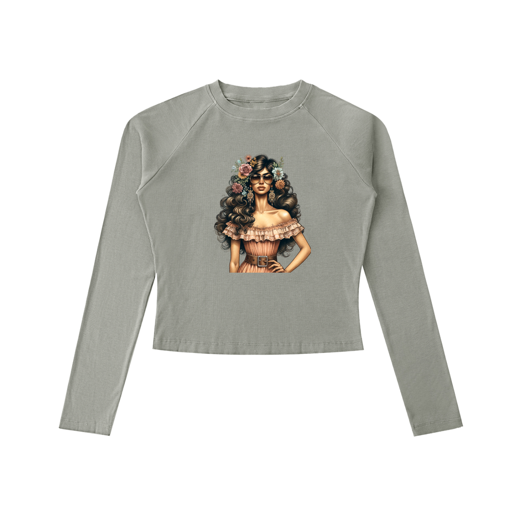 Original ViK Designs Dyed Washed Raglan Long Sleeve Slim T-Shirt