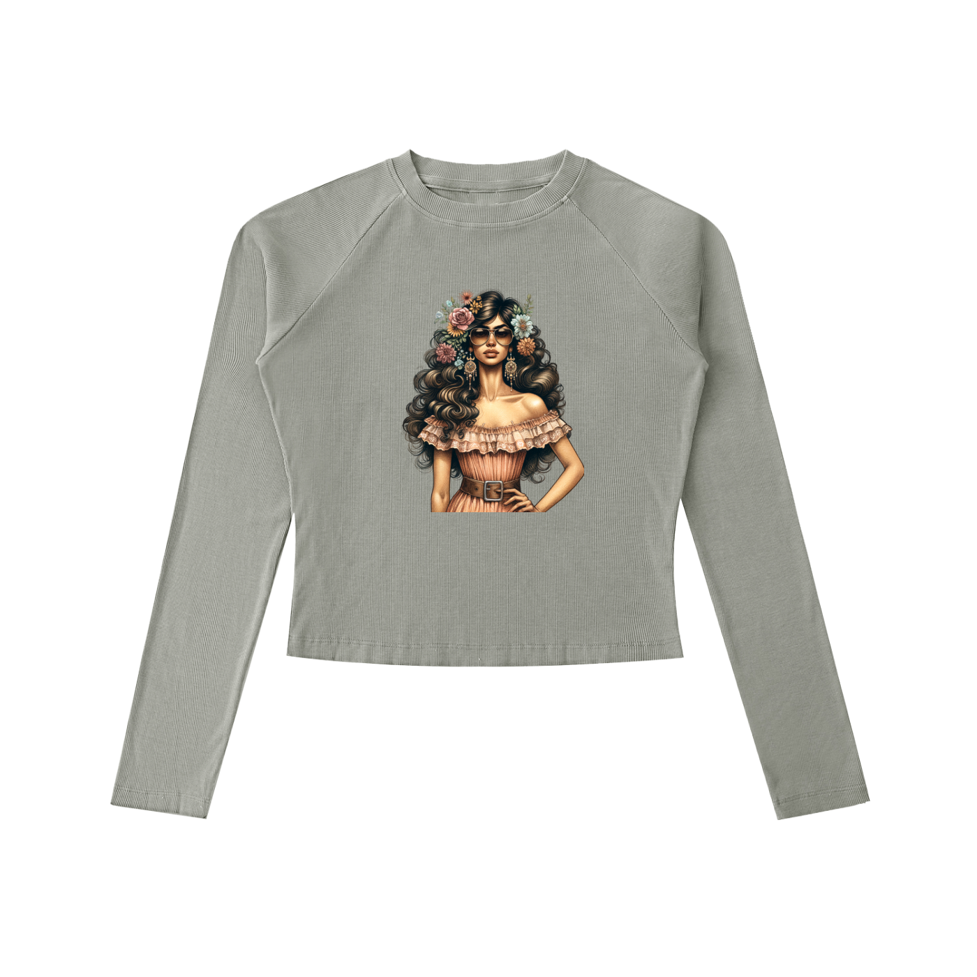 Original ViK Designs Dyed Washed Raglan Long Sleeve Slim T-Shirt