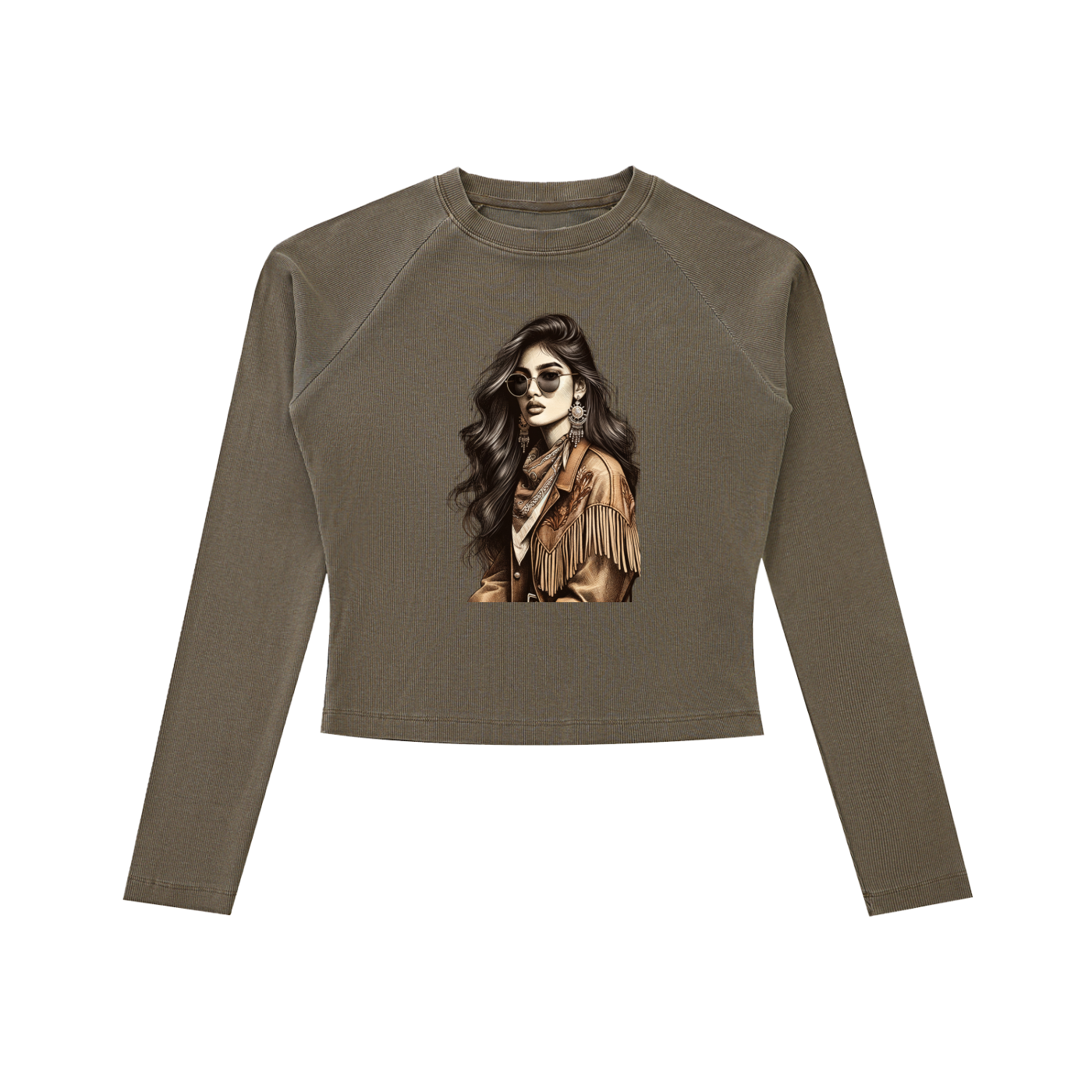 Original ViK Designs Dyed Washed Raglan Long Sleeve Slim T-Shirt