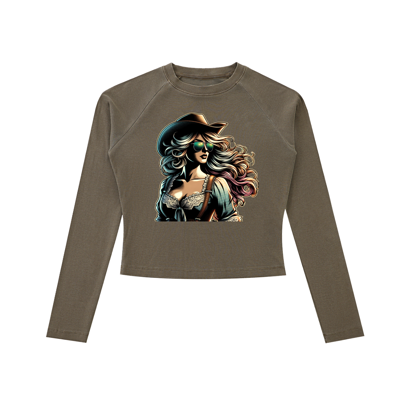 Original ViK Designs Dyed Washed Raglan Long Sleeve Slim T-Shirt