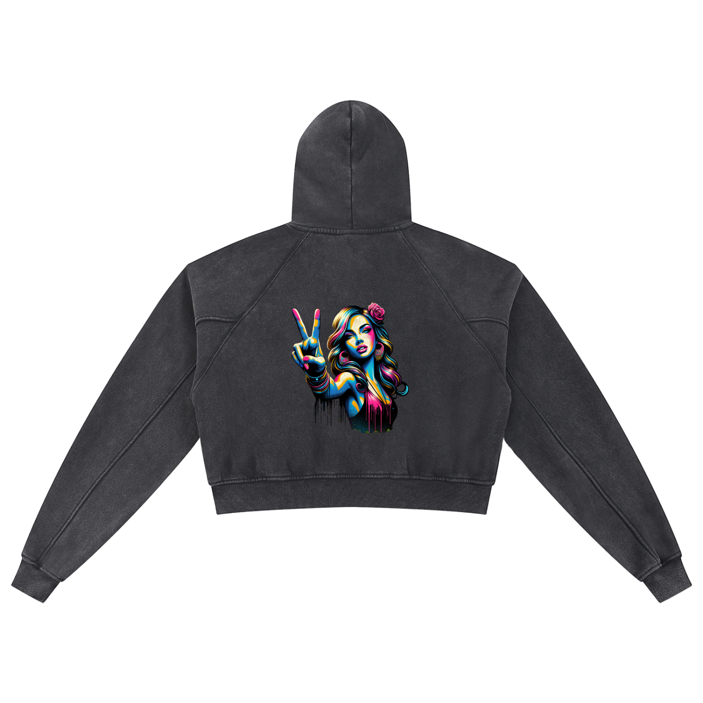 Original ViK Designs Snow Washed Cropped Hoodie