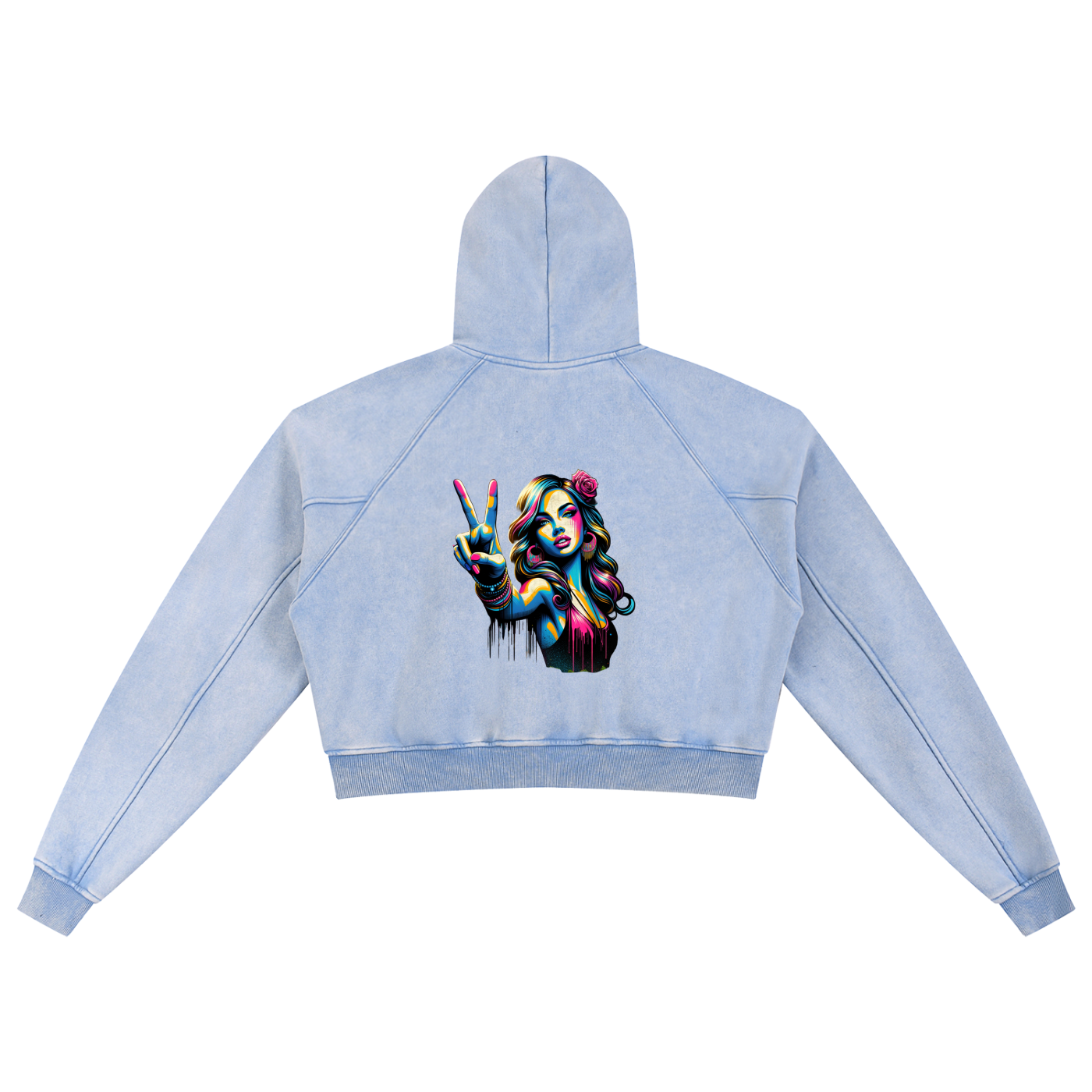 Original ViK Designs Snow Washed Cropped Hoodie