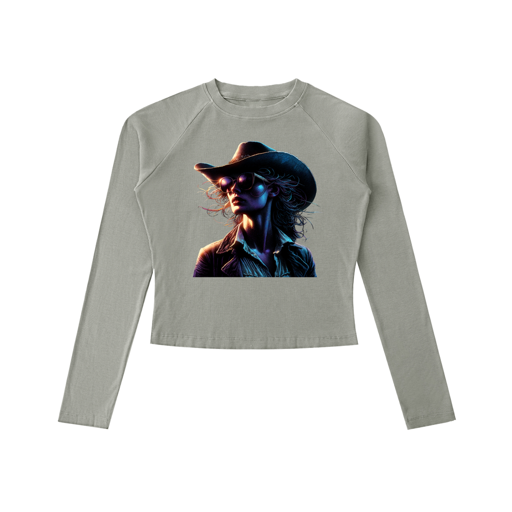 Original ViK Designs Dyed Washed Raglan Long Sleeve Slim T-Shirt