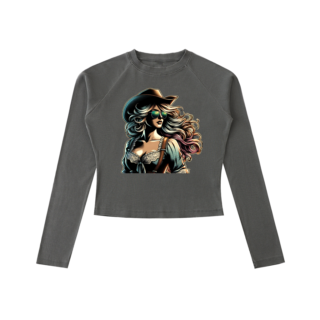 Original ViK Designs Dyed Washed Raglan Long Sleeve Slim T-Shirt