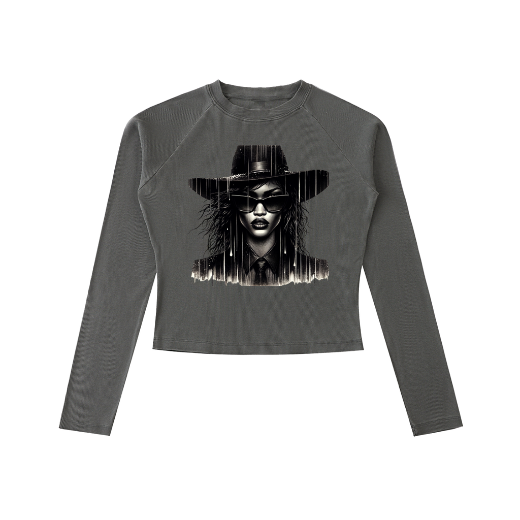 Original ViK Designs Dyed Washed Raglan Long Sleeve Slim T-Shirt