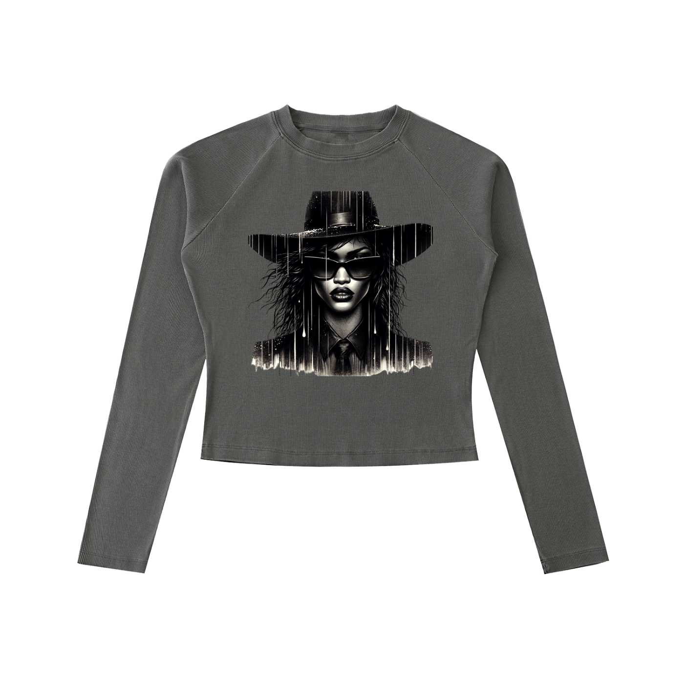 Original ViK Designs Dyed Washed Raglan Long Sleeve Slim T-Shirt