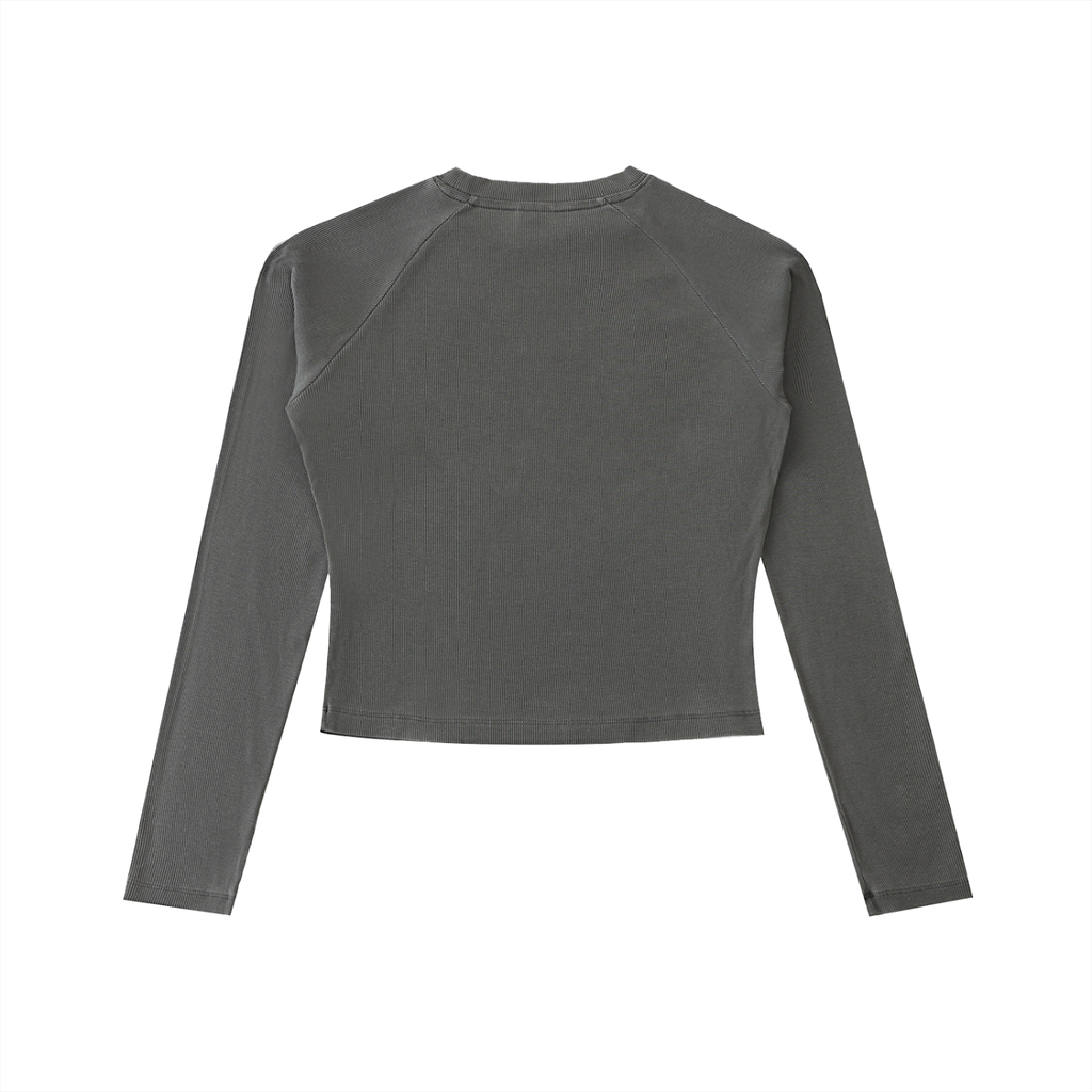 Original ViK Designs Dyed Washed Raglan Long Sleeve Slim T-Shirt