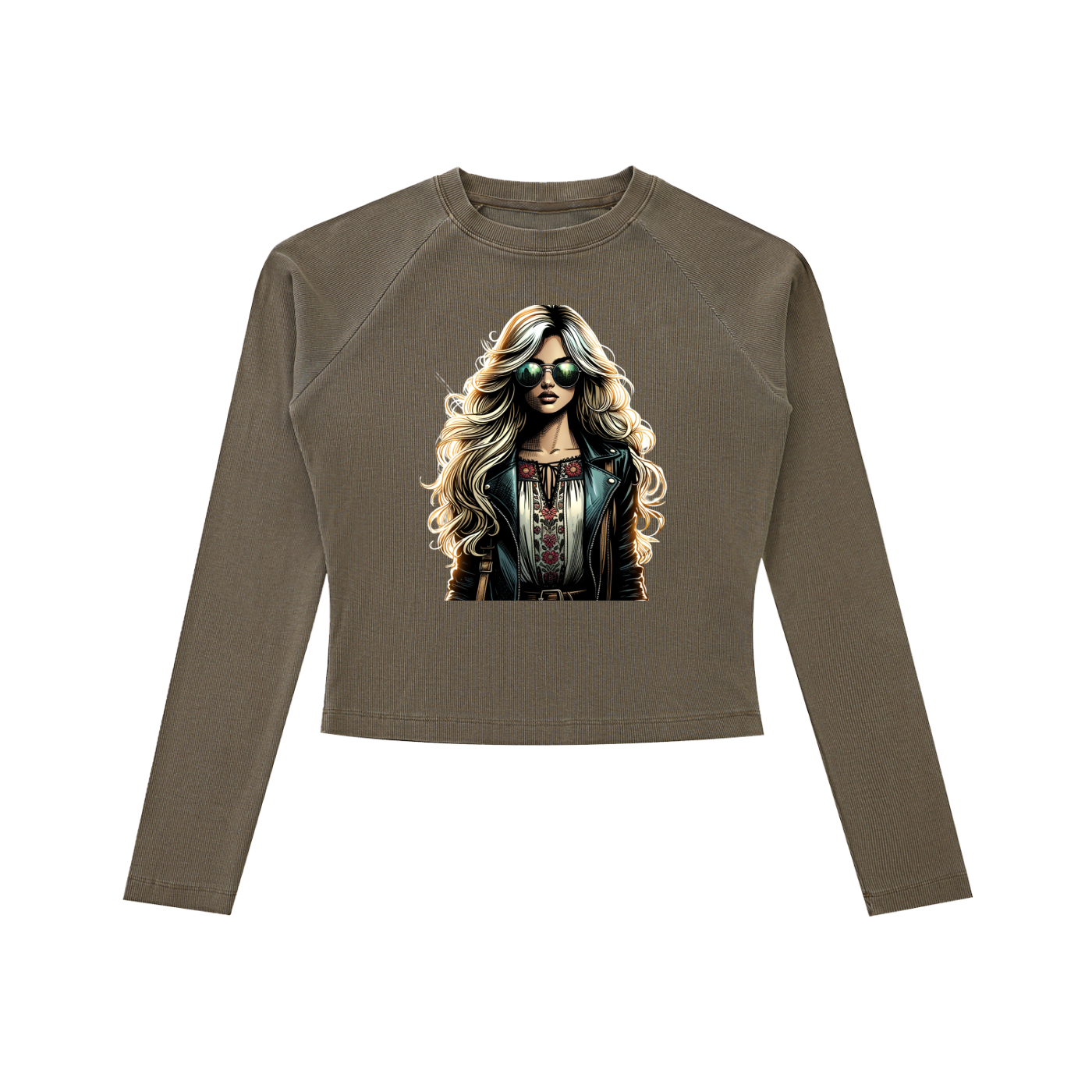 Original ViK Designs Dyed Washed Raglan Long Sleeve Slim T-Shirt