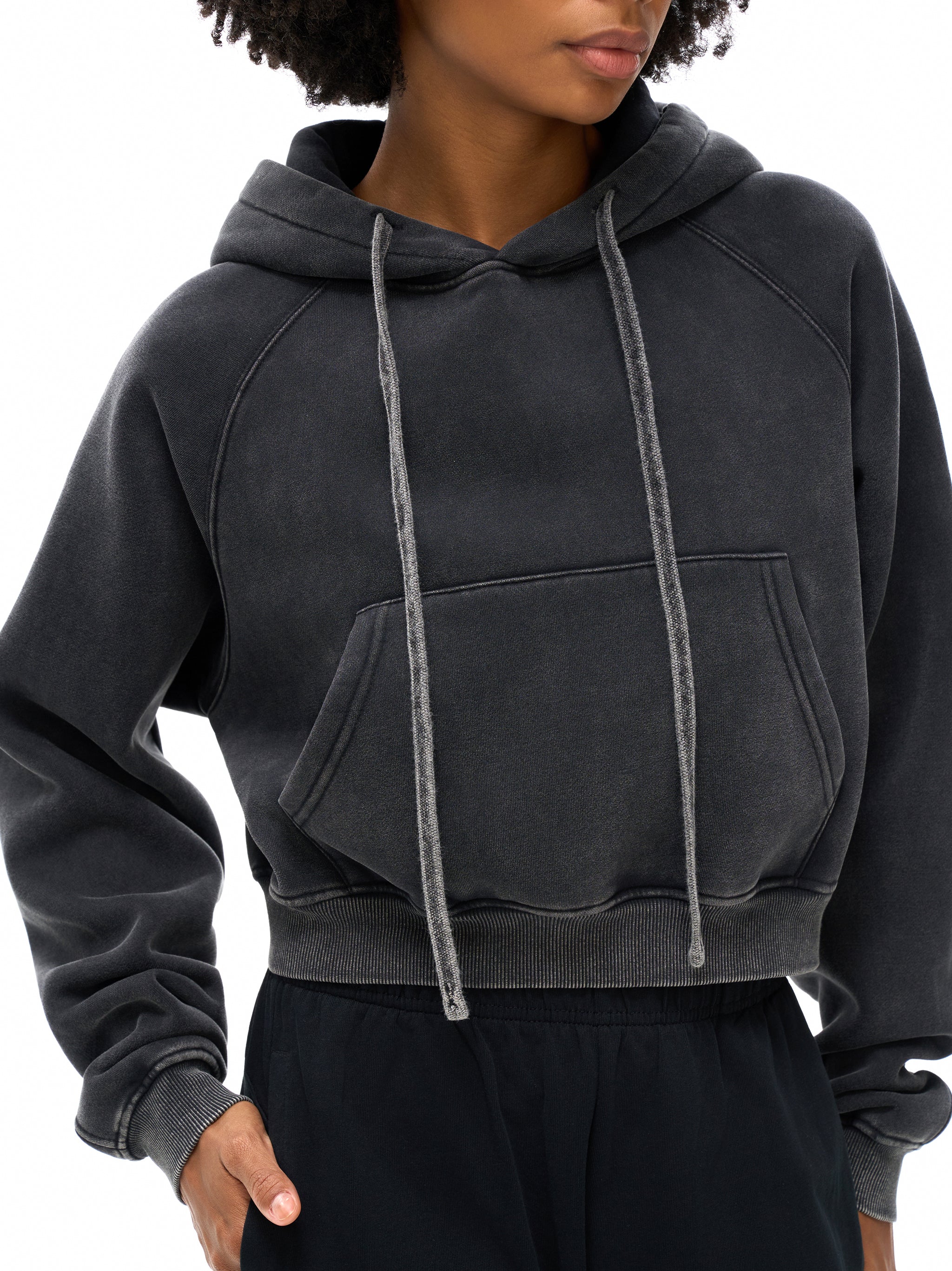 Original ViK Designs Snow Washed Cropped Hoodie