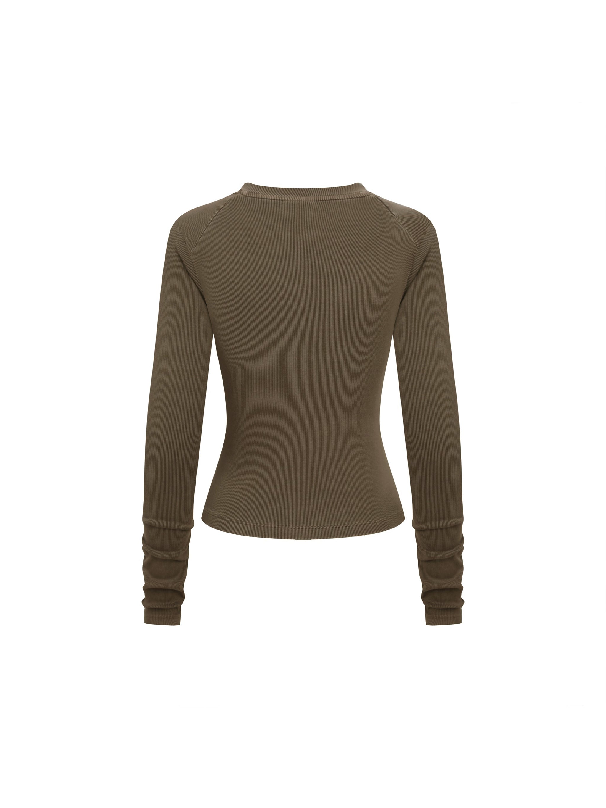 Original ViK Designs Dyed Washed Raglan Long Sleeve Slim T-Shirt